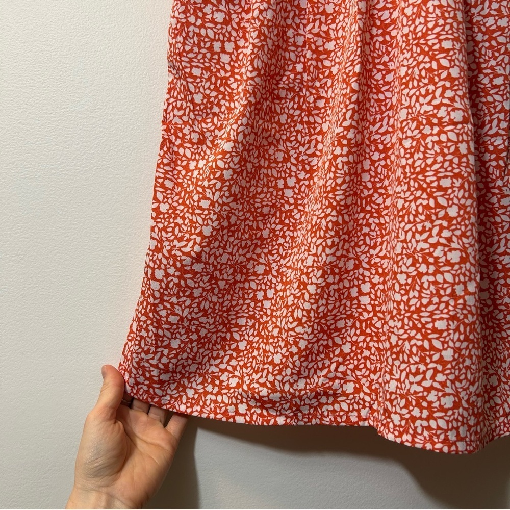 ICHI | Orange & White Floral Sheath Dress Size Medium - Picture 4 of 10